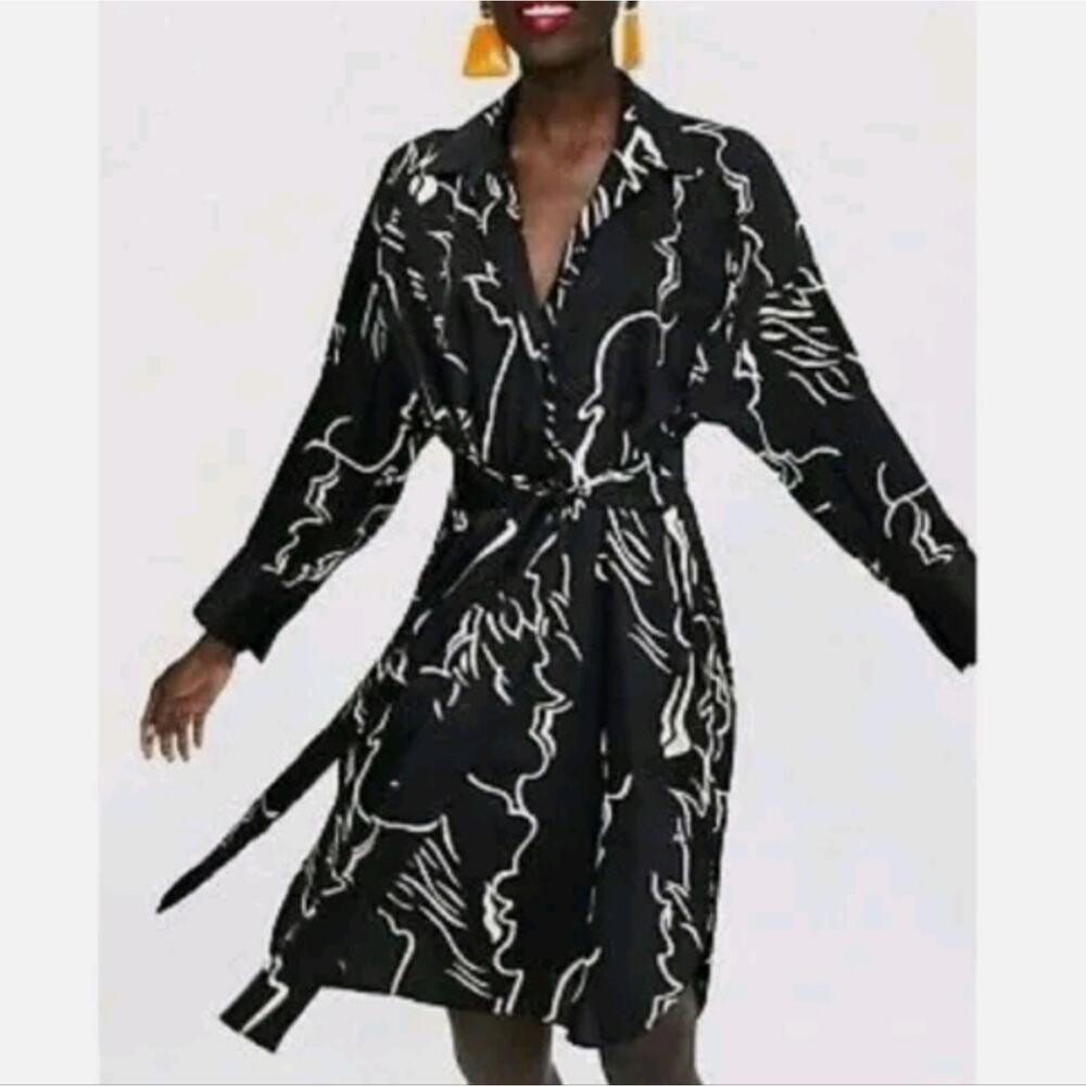 Zara Black and White Midi Dress